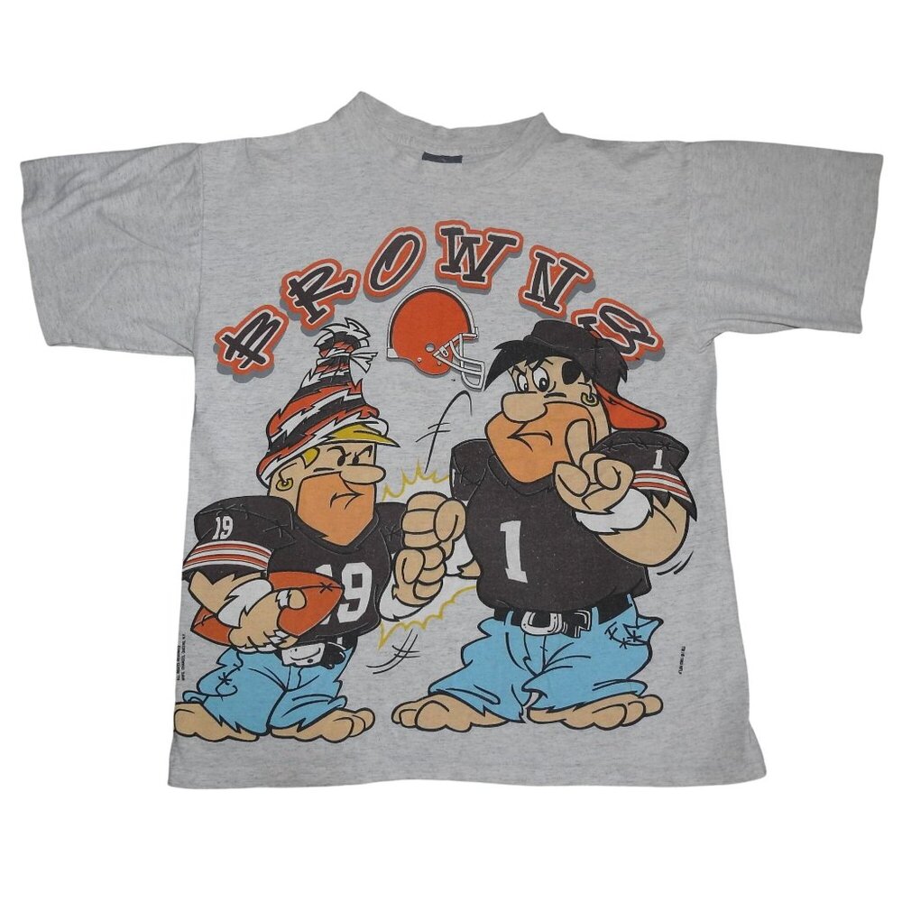 Vintage 1993 Cleveland Browns The Flintstones Changes T-Shirt Men's Medium